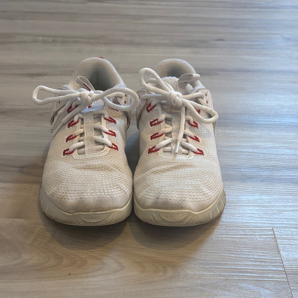 Women’s White and Red Volleyball Shoes